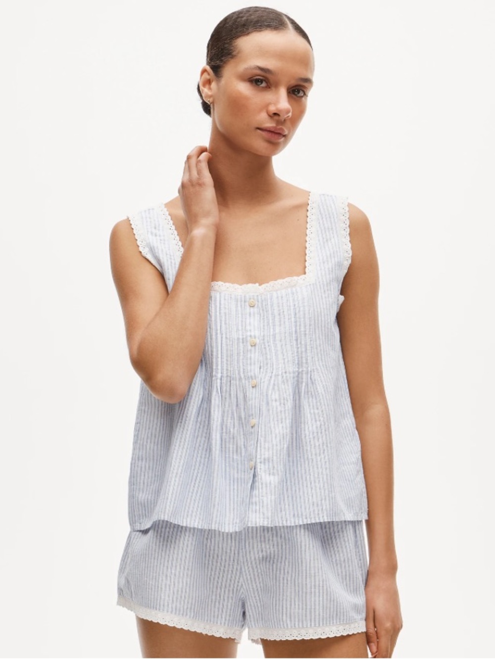 J. Crew Blue Cotton Tank and Shorts Set - Picture 2 of 8